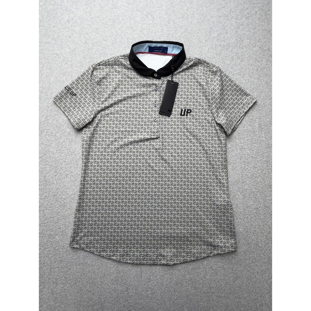 Greyson Wheels Up‎ Polo Shirt Womens Medium Gray Stingray Geometric UP Golf